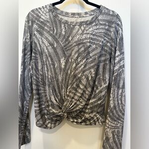 All Saints Women's Black and White Patterned Top Size L